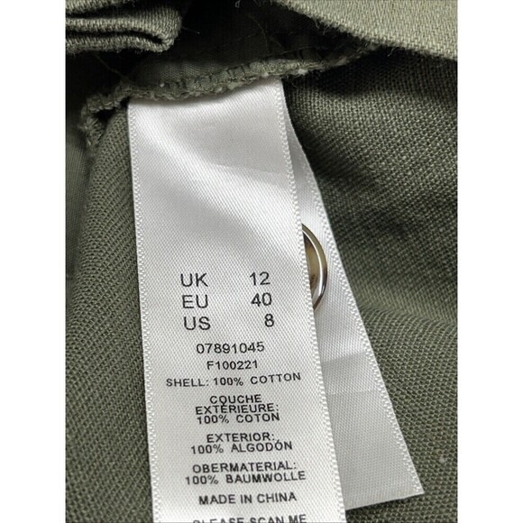 ASOS  Button Front Short Size 8 Olive Green High Rise Tie Belt Pleats  Tailored - Picture 11 of 12